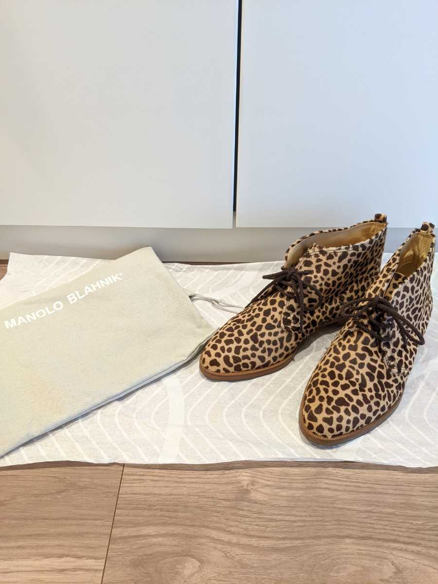 未使用】MANOLO BLAHNIK マノロブラニク レースアップ ショートブーツ