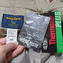 +PA3 新品 未使用 WOOLRICH ウールリッチ メンズ L 中綿入り ジャケット コート ベージュ グレージュ フード付き 訳有_画像9