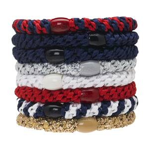 ポニーテール チューブ 8P L. Erickson Grab & Go Ponytail Holders, Americana, Set of Eight - Exceptionally Secure with Gentle Hold 