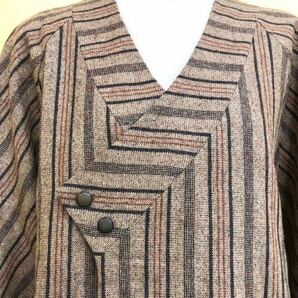 着物コート 冬羽織 和装コート 冬コート 道中着 ブラウン系 ストライプ 縞 着物 和服 和装の画像2