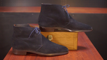 1円スタート【袋付き】クロケットジョーンズ◆Crockett&Jones◆CHUKKA◆チャッカ◆5.5E◆24㎝相当◆ネイビー濃紺◆スエード◆レザーソール_画像4