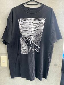 90'S 当時物　Picasso ムンクの叫びヴィンテージTシャツ　サイズXL ブラック　USA製　ピカソ　アートT ONEITA タグ　シングルステッチ　