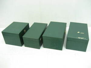 4点セット レトロ 木箱 化粧箱 小物入れ ケース 緑 グリーン サイズ16.8×20×13.2～15.5×26.5×12cm