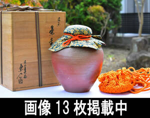  guarantee garden comfort go in Shigaraki tea "hu" pot . middle kiln ornament . ornament "hu" pot tea go in ornament net four ear "hu" pot tea utensils unused also box image 13 sheets publication middle 