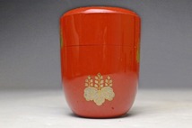 太田抱逸 か ★ 朱桐蒔絵棗 ★ 共箱 ★ 仕覆付き ★ 輪島塗 漆器 ★ 茶道具 茶入_画像9