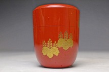 太田抱逸 か ★ 朱桐蒔絵棗 ★ 共箱 ★ 仕覆付き ★ 輪島塗 漆器 ★ 茶道具 茶入_画像5