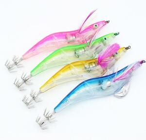 送料込み　LED 点滅 ルアーセット エギ 3.5号 13cm 22g 8本 光る　　　目玉ライト 2個 イカ 釣り LED 集魚灯 点滅