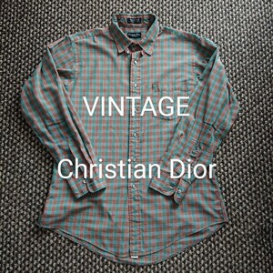 ビンテージ Christian Dior チェックシャツ ディオール レトロ 菅田将暉