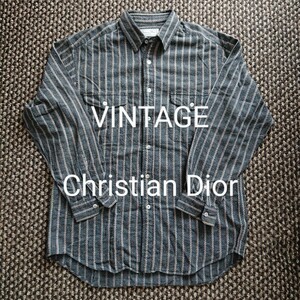 ビンテージ Christian Dior ストライプネルシャツ ディオール レトロ 菅田将暉