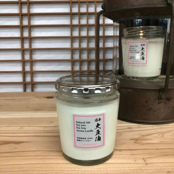 日本産soywax ティーツリー アロマキャンドル 日本大豆蝋 日本檜皮葺芯 ソイワックス UP HADOO