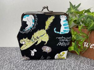 ハンドメイド 猫柄3 がま口ポーチ