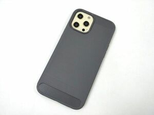 iPhone 12 Pro Max用 ソフトケース カバー カーボン柄 グレー