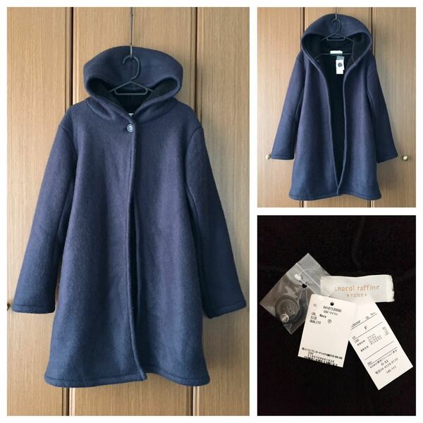 最終特価 新品 chocol raffine robe navy スライバーフードコート