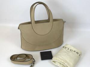 ☆【BVLGARI】 ブルガリ デコルテ ハンドバッグ レザー ベージュ　2WAY ショルダーバッグ　#201126-1