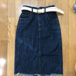 デニムスカート デニムタイトスカート ベルト付き