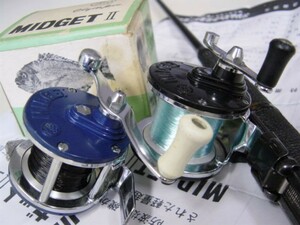 ■オリムピック釣具店・MIDGET II■初期モデル/小型ベイトリール/青・黒2台