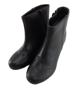 SG1115■ 新品 訳あり　靴 ブーツ ベーシック ショート ブーティ ファスナー付き Mサイズ( 23.0～ 23.5cm) 黒 ブラック