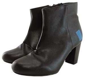 SG1071# new goods with translation boots Basic Short bootie inside side fastener simple low heel M size ( 23.0~ 23.5cm) black black 