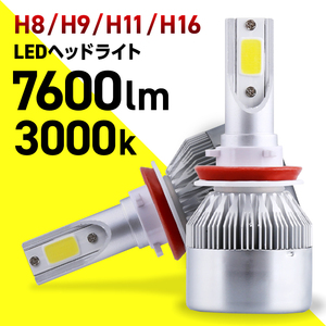 フォグランプ イエロー 黄色 ヘッドライト LED バルブ H8 H9 H11 H16 爆光 7600lm 3000K 36W 防水 防塵 汎用 明るい 車 高輝度 IP68 057
