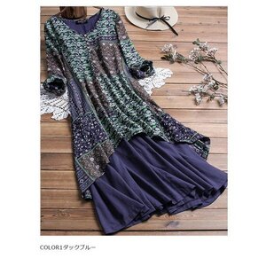 新品ロングワンピース長袖花柄Vネックリネンワンピ ワンピースレディース40代ロングワンピース長袖花柄Vネックリネンワンピマキシ