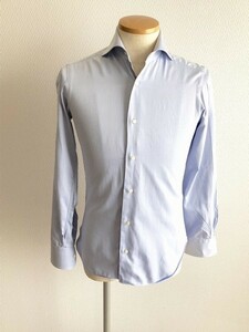 バルバ イタリア製 手縫い ライトブルー 系 ドレス シャツ 36 14 S 位 スモールサイズ テレワーク ゆうパケット ネコポス 可 BARBA NAPOLI