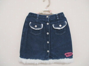 * FIORUCCI * pretty lining quilting Denim skirt *140.* navy blue 11120