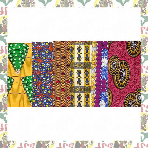 アフリカ布　アフリカ生地 ハギレ 45cm巾 x 55cm縦 x 6柄セット 綿100 e23（パッチワーク 手作りマスク 小物作成に）