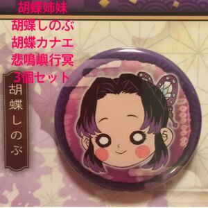 鬼滅の刃 3個セット 原画展 限定 プチ缶バッジ 胡蝶しのぶ 胡蝶カナエ 悲鳴嶼行冥