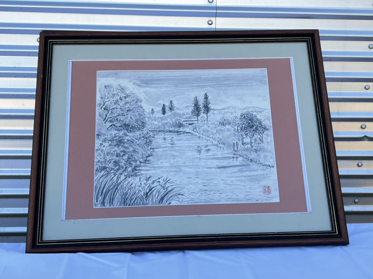 ◆Ink painting by Kurata Chi Framed◆A-2107, Artwork, Painting, Ink painting