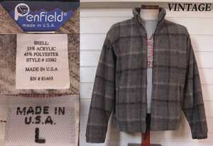 80s 90s ビンテージ PenField パイル USAアメリカ製 GRAYチェック フリース JACKET 毛足長 VINTAGE レトロ R パタゴニア model アウトドア