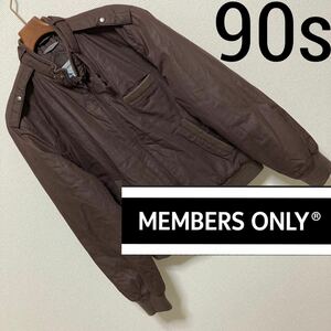 90s 美品◆メンバーズオンリー◆中綿キルティング ライダース ジャケット 36 S ブラウン シングル MEMBERS ONLY モッズ イギリス 英国