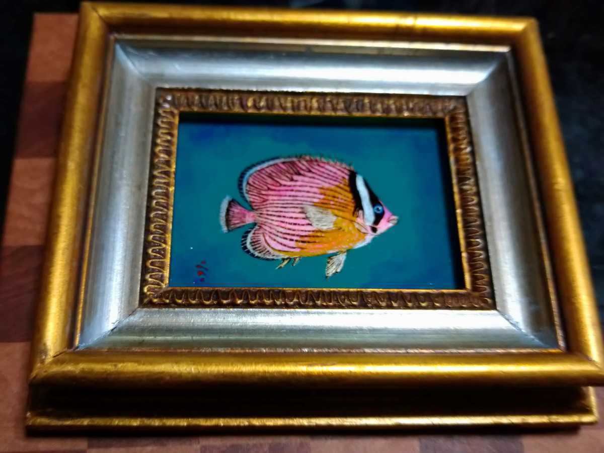 1991! Rare! Extremely rare! Glass painting! Beautiful! Shining! One-of-a-kind item! Butterfly daisy! Framed! Collection! Interior! Goods! Miscellaneous goods! Work of art!, artwork, painting, others