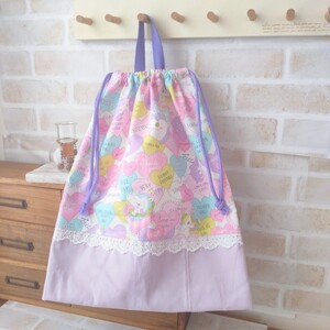 体操服袋 ラベンダーハートユニコーン 体操服入れ お着替え袋 巾着