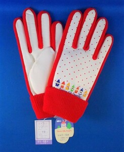 未使用 タグ付 サンリオ Seven Silly Dwarfs 子ども用手袋 11-12才 赤色&白色 1979年 セブンシリードワーフ 当時物 昭和レトロ