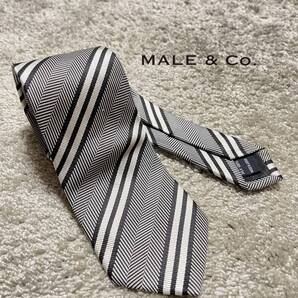 MALE&CO ブランド ネクタイ ストライプ ブラック シルバー シンプル ブランド ハイブランド ラグジュアリーブランド シンプル 結婚式