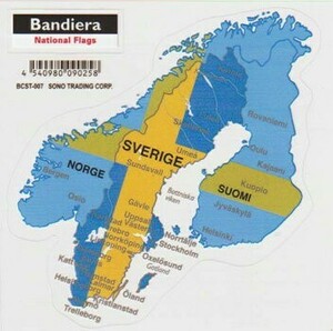 送料込 Bandiera (バンディエラ) クリアステッカー SWEDEN 14079 スウェーデン SVERIGE シール ステッカー 地図 国旗 雑貨 グッズ