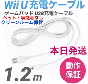 任天堂 WiiU GamePadゲームパッド充電器 USBケーブル1.2m白