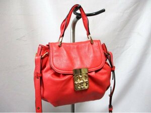 【O123】Dita Vintage/ディータヴィンテージ◇本革 2wayバッグ　ショルダー・ハンド　RD　斜め掛け　W27cm