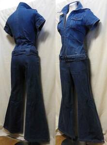 < used * beautiful goods > Denim jeans coveralls | all-in-one ( size :L). pocket less . after .. cool is good little stretch cloth 