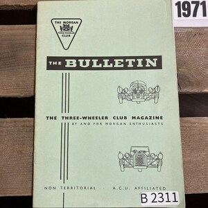 B2311　1971　 「THE BULLETIN THE MORGAN CLUB」モーガンクラブ　クラシック 　オートバイ 英国車 旧車　ビンテージ
