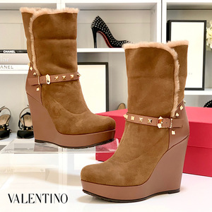 3473 Valentino блокировка заклепки замша короткие сапоги Brown 2way