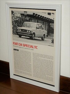 1974年 USA 70s vintage 洋書雑誌記事 額装品 Fiat 124 フィアット / 検索用 店舗 ガレージ 看板 ディスプレイ 装飾 サイン (A4size)