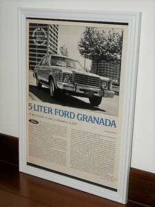 1975年 USA 70s vintage 洋書雑誌記事 額装品 Ford Granada フォード グラナダ / 検索用 店舗 ガレージ 看板 サイン ディスプレイ (A4size)