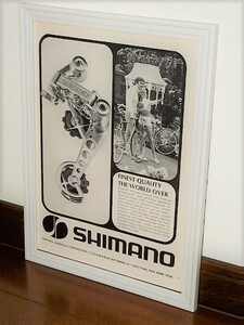 1973年 USA 洋書雑誌広告 額装品 SHIMANO Crane GS シマノ ディレイラー /検索用 店舗 ガレージ 看板 ディスプレイ 装飾 サイン (A4size)