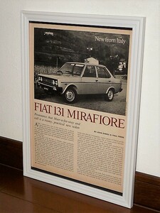 1975年 USA 70s vintage 洋書雑誌記事 額装品 Fiat 131 フィアット / 検索用 店舗 ガレージ 看板 サイン ディスプレイ (A4size)