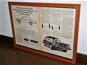 1974 год USA '70s vintage иностранная книга журнал реклама рамка товар Mercedes Benz 280 Mercedes Benz / для поиска гараж магазин табличка дисплей (A3size)