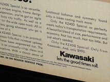 1976年 USA 70s vintage 洋書雑誌広告 額装品 Kawasaki KZ400 カワサキ / 検索用 Z400 店舗 ガレージ 看板 サイン ディスプレイ (A4size)_画像5