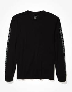 * アメリカンイーグル ロンT 長袖Ｔシャツ AE Super Soft Long-Sleeve Graphic T-Shirt L / Black *