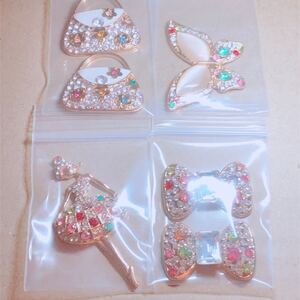 ハンドメイド 資材 ガラスビーズ 女の子 蝶 リボン 6個セット