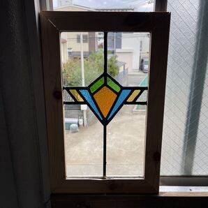 アンティークステンドグラス 7s-225 幾何学模様 横幅308mm 高さ484mm 1920年代英国製